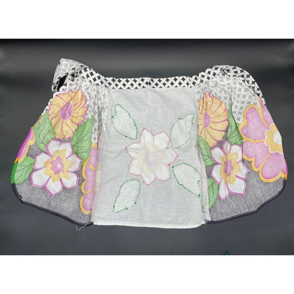 Vintage Apron Pot Holders Set Handmade Flower Power Pink Black White Floral - Picture 2 of 10